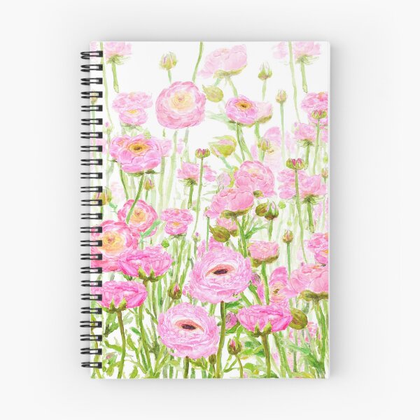 Item preview, pink  ranunculus buttercup  field  designed and sold by ColorandColor.