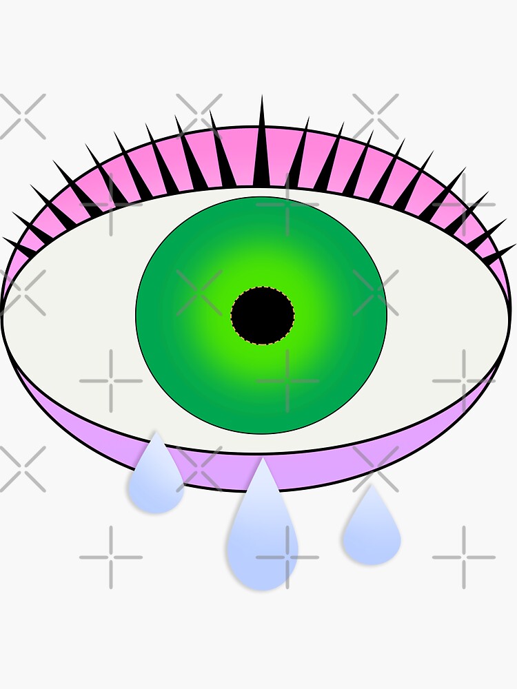 "Crying Eye" Sticker by grinningskull Redbubble