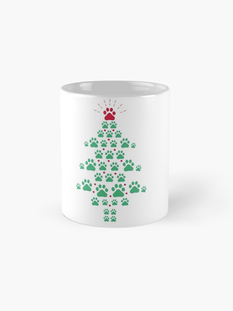 Alternate view of Super Cute Dog Paws Print Christmas Tree T-Shirt Coffee Mug