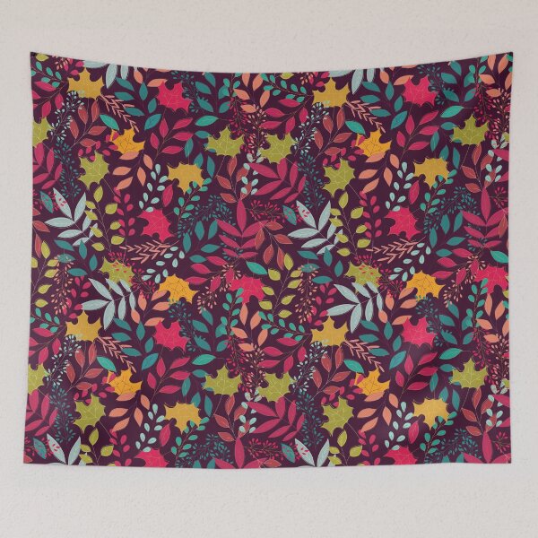 Item preview, Autumn seamless pattern with floral decorative elements, colorful design designed and sold by BlueLela.