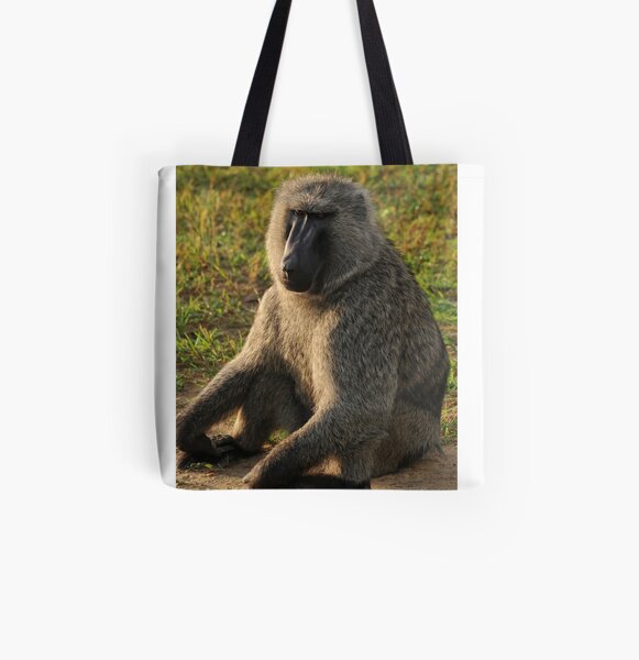 South African Baboon Sunning All Over Print Tote Bag