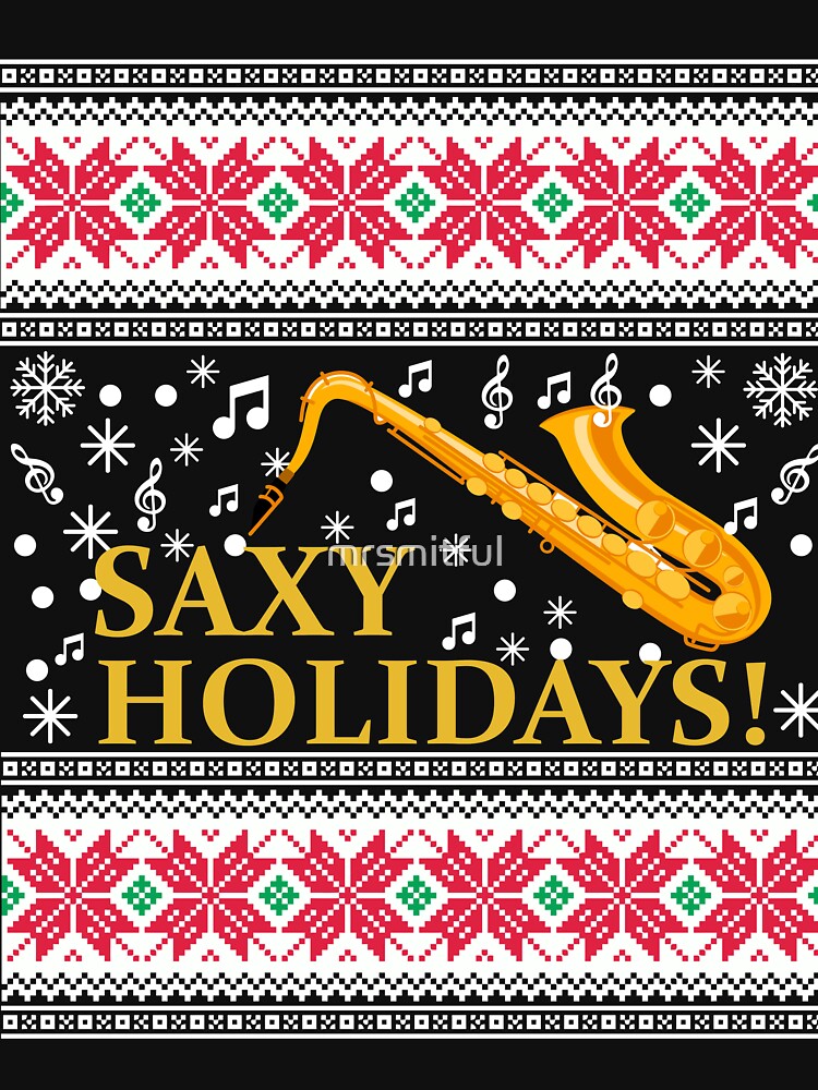 Saxophone Ugly Christmas Sweater - Marching Band Saxophone