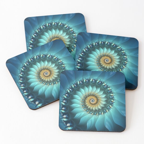 Item preview, Mystical Gold and Blue Spiral designed and sold by Kelly Dietrich Mandala & Fractal Art.