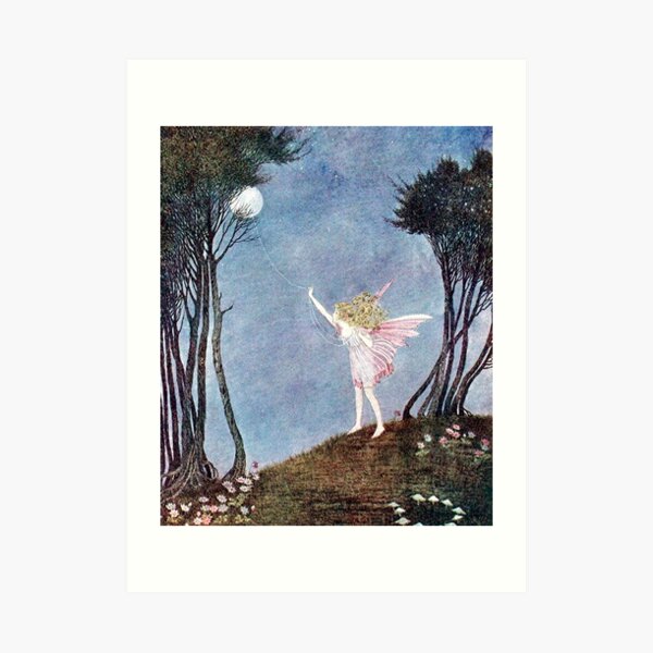 Catching the Moon on a rope of dewdrops - Fairyland - Ida Rentoul Outhwaite Art Print