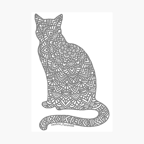 Lamina Fotografica Mandala De Gato Gris De Daniannmandalas Redbubble