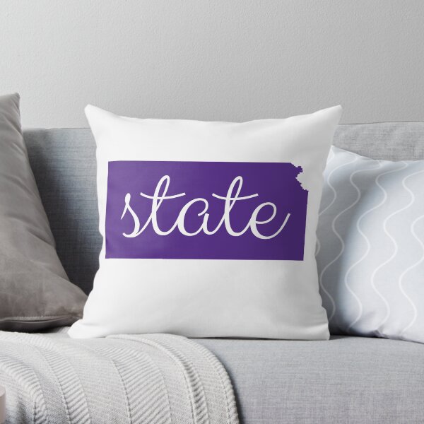 K State Shirt: Kansas State Wildcats Fan Outline Logo Throw Pillow
