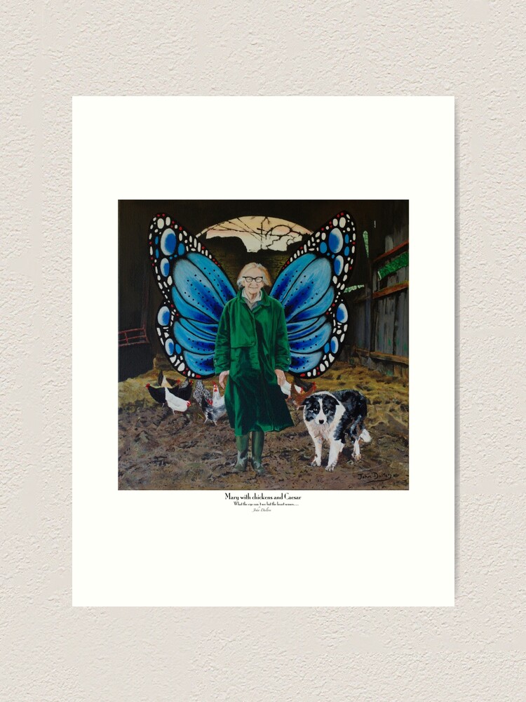 Thumbnail 2 of 3, Art Print, Mary with chickens and Caesar designed and sold by John Dalton.