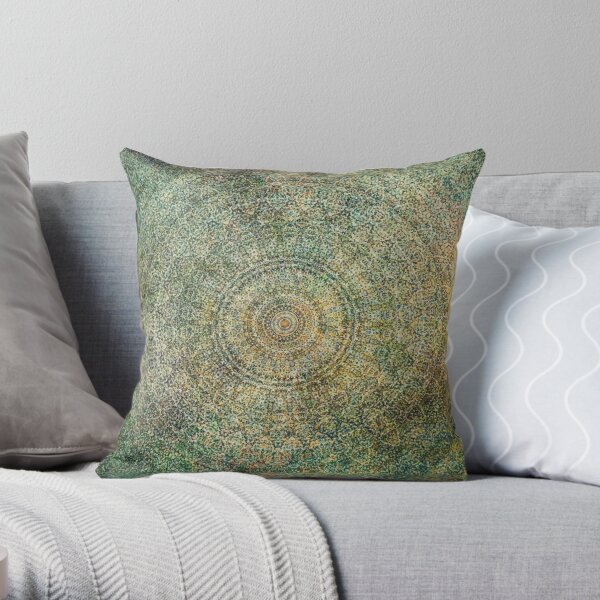 Green mandala design Throw Pillow