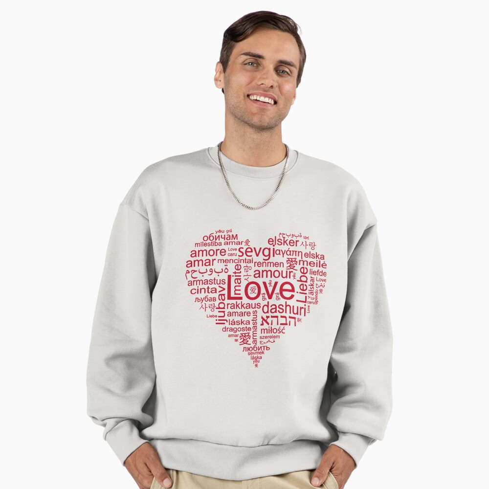 Love in Various Languages in the Shape of a Heart