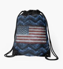 Azure Blue Digital Camo Patriotische Sparren Rucksackbeutel