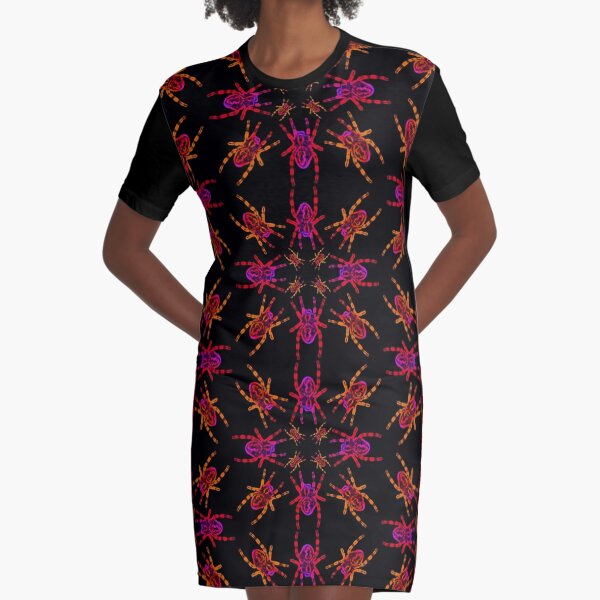 Neon Spider Circle Graphic T-Shirt Dress