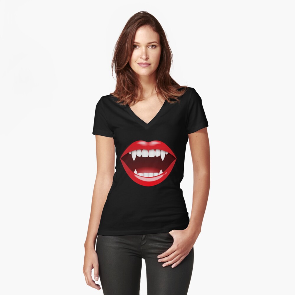 Vampire mouth Halloween funny red lips sharp teeth Kids T-Shirt