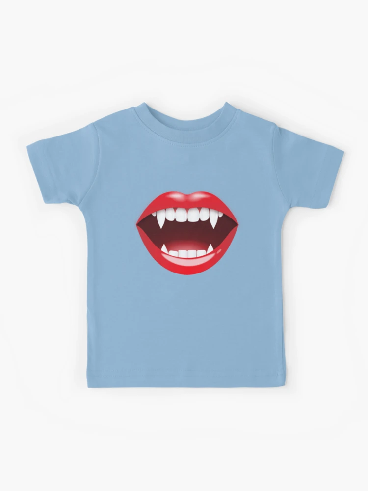 Vampire mouth Halloween funny red lips sharp teeth Kids T-Shirt