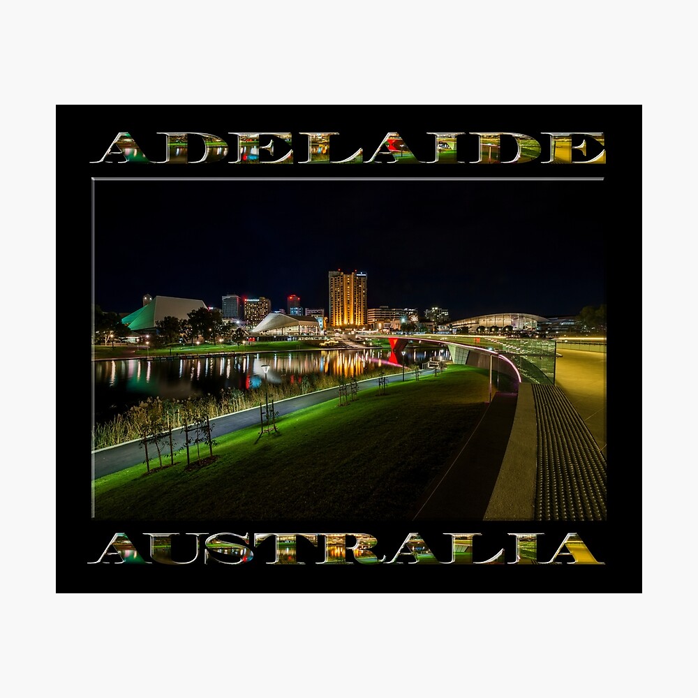 Adelaide Riverbank at Night III (poster on black) Photographic Print