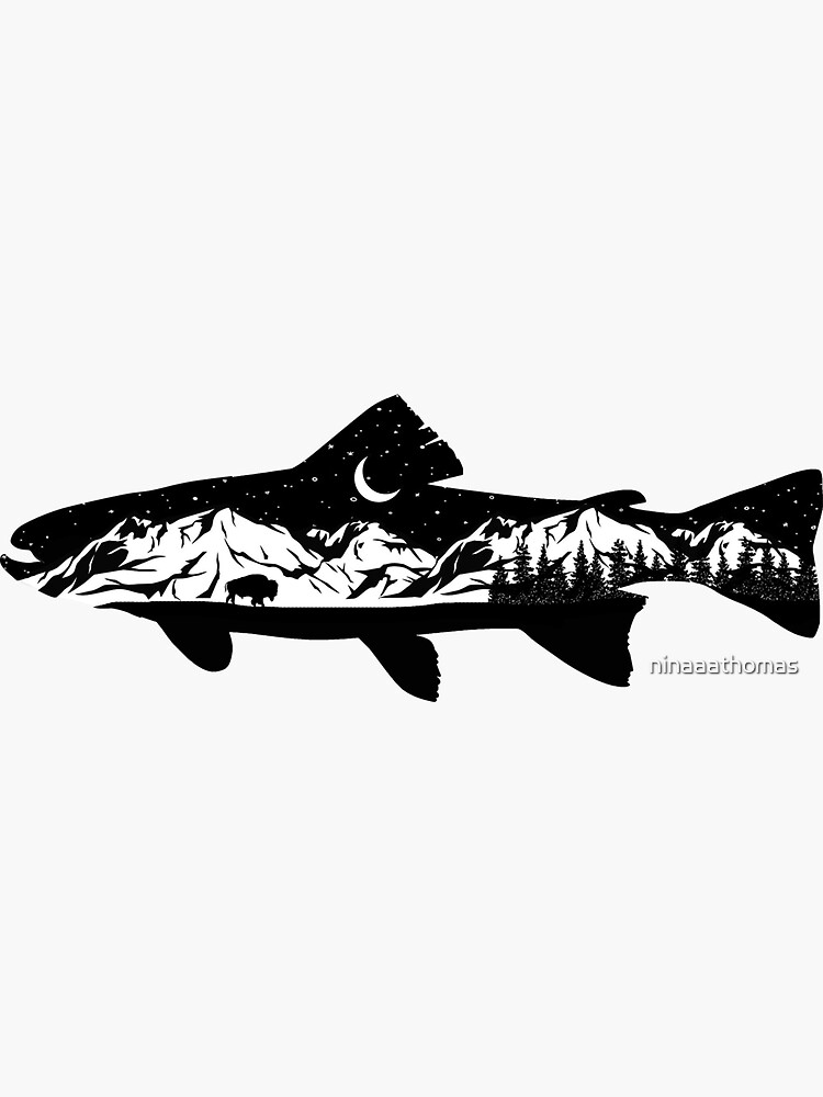  Montana State Shaped Trout Sticker Vinyl Decal Sticker