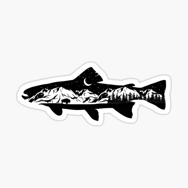  Montana State Shaped Trout Sticker Vinyl Decal Sticker