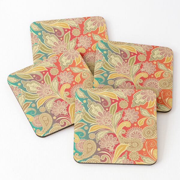 Item preview, Vintage Indian Luxury Floral on Red Purple and Green Gradient Background designed and sold by Gerson Ramos.