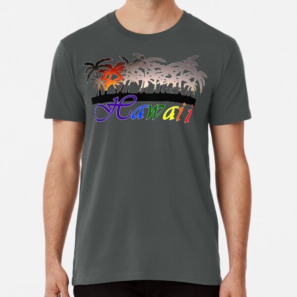 Palm Trees and Volcano in Hawaii Premium T-Shirt