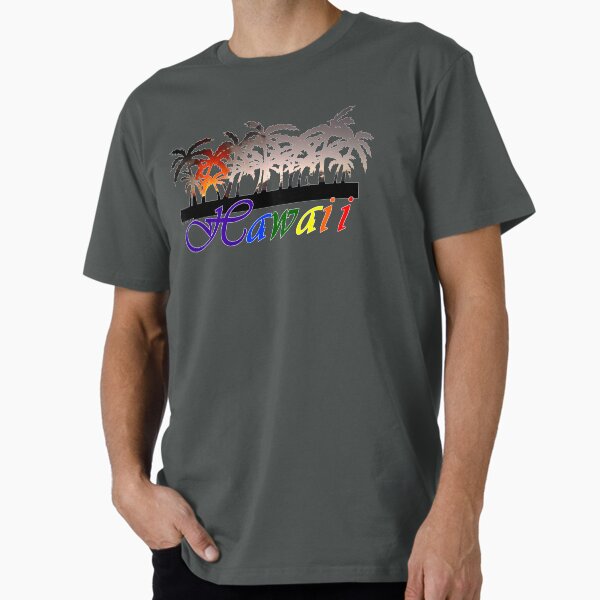 Palm Trees and Volcano in Hawaii Premium T-Shirt