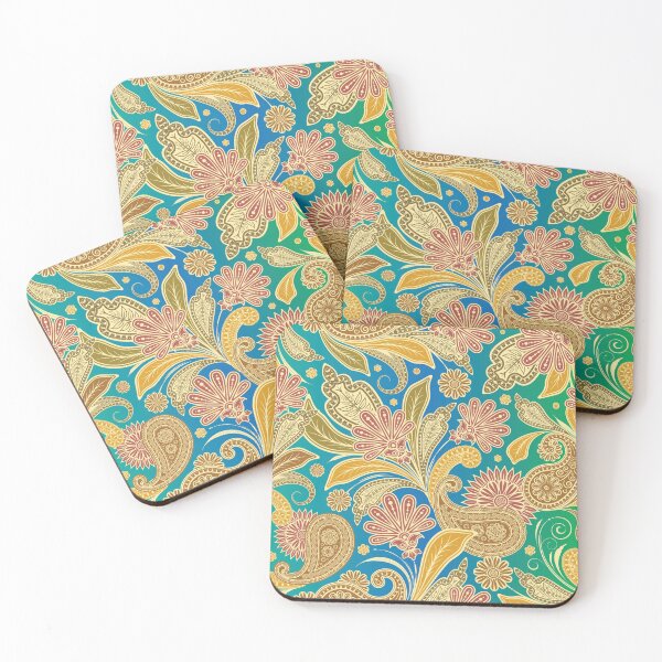 Item preview, Vintage Indian Luxury Floral on Blue and Green Gradient Background designed and sold by Gerson Ramos.