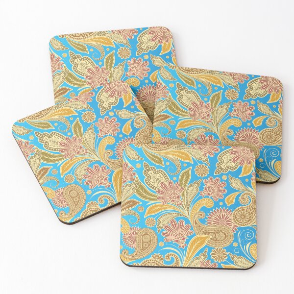 Item preview, Vintage Indian Luxury Floral on Sky Blue Background designed and sold by Gerson Ramos.