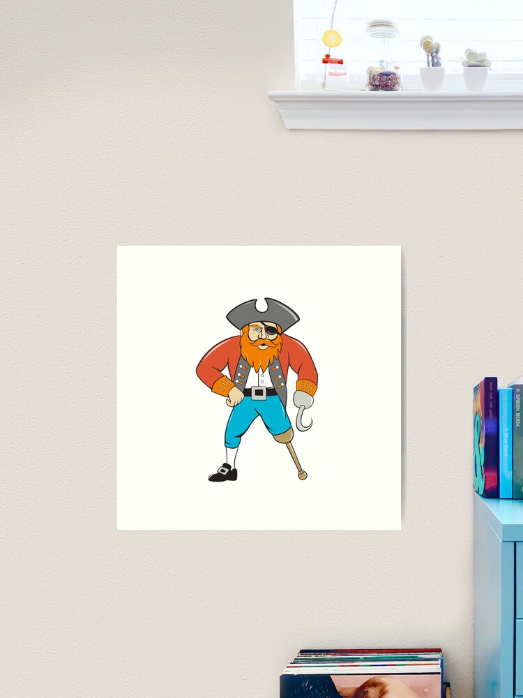 Pirate captain with parrot, eye patch, hook and wooden leg Art Board Print  for Sale by Mohja-Design