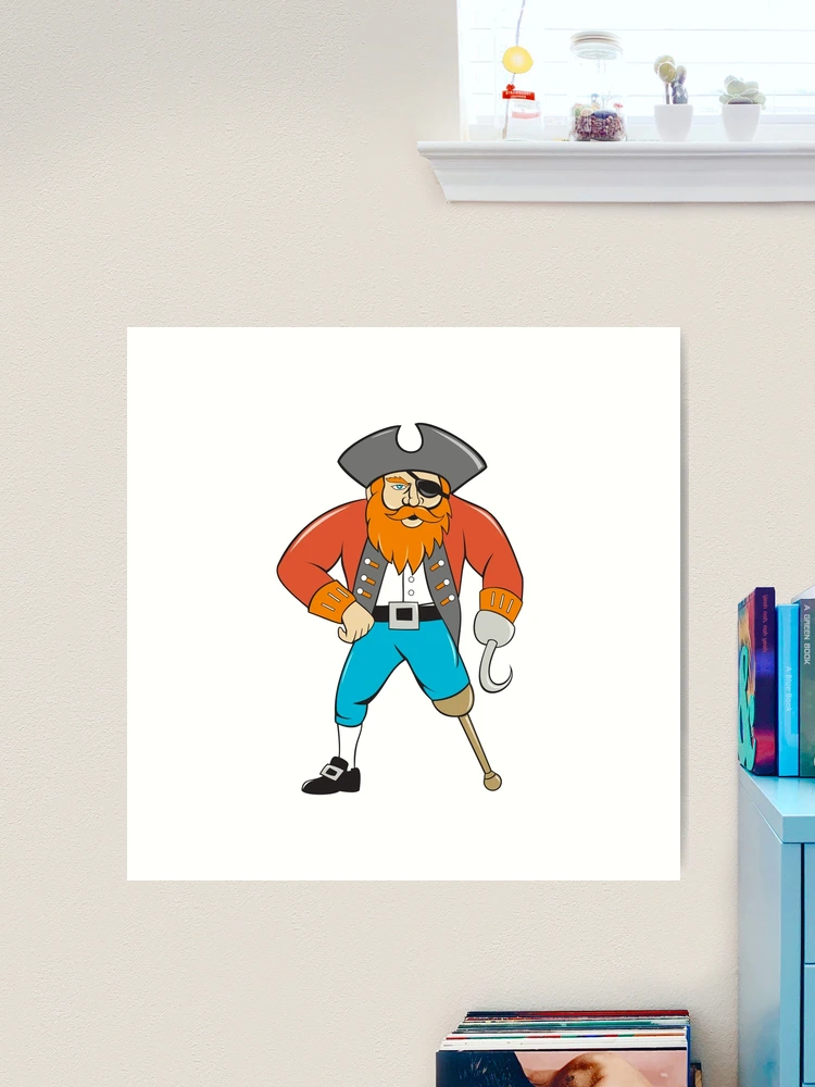 Captain Hook Pirate Wooden Leg Cartoon Poster for Sale by patrimonio