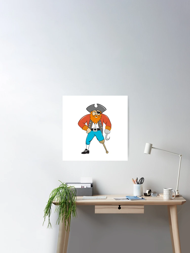 Captain Hook Pirate Wooden Leg Cartoon Poster for Sale by patrimonio