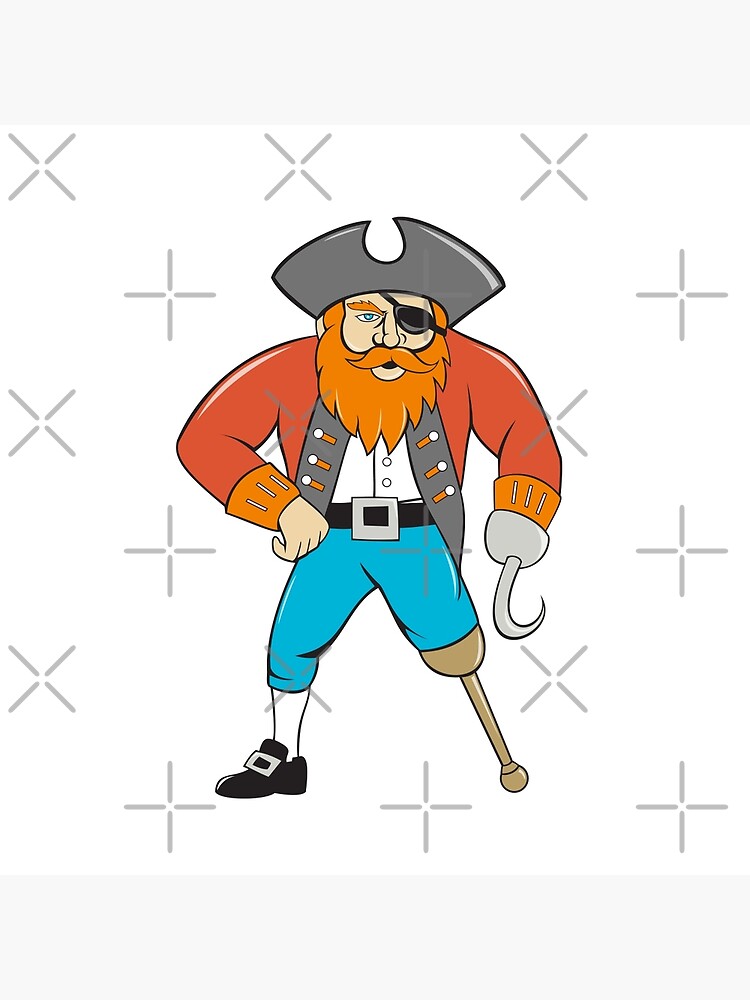 Captain Hook Pirate Wooden Leg Cartoon | Photographic Print