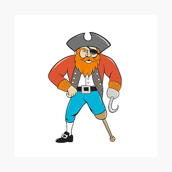 Captain Hook Pirate Wooden Leg Cartoon Photographic Print for Sale by  patrimonio