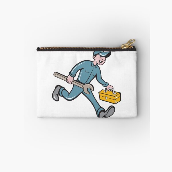 Item preview, Mechanic Carrying Toolbox Spanner Isolated Cartoon designed and sold by patrimonio.