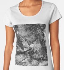 black white gray paint in monotype technique, abstract texture Imitation marble, granite. Women's Premium T-Shirt