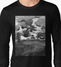 black white paint in monotype technique, abstract texture Imitation marble, granite Long Sleeve T-Shirt