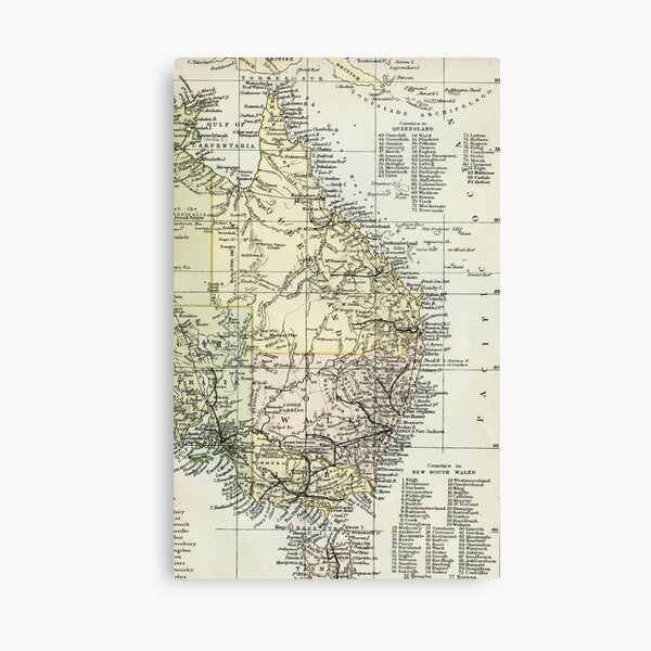 Vintage map of East Queensland, Australia Canvas Print