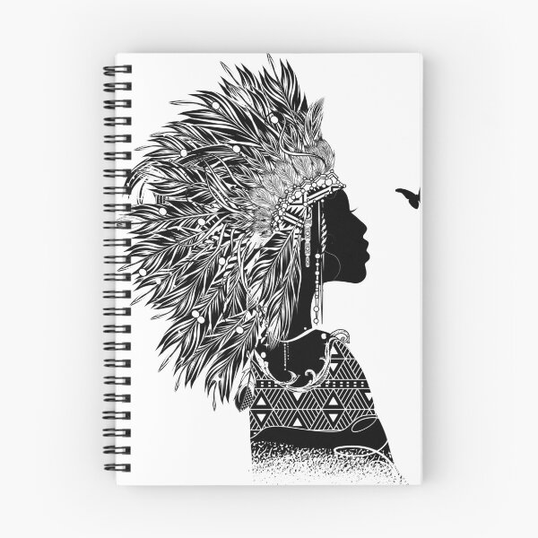 Item preview, proud indian woman with headdress unique gift designed and sold by Kisho.