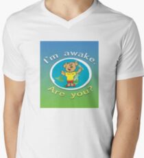 Can Can Bear is awake. Are you? V-Neck T-Shirt