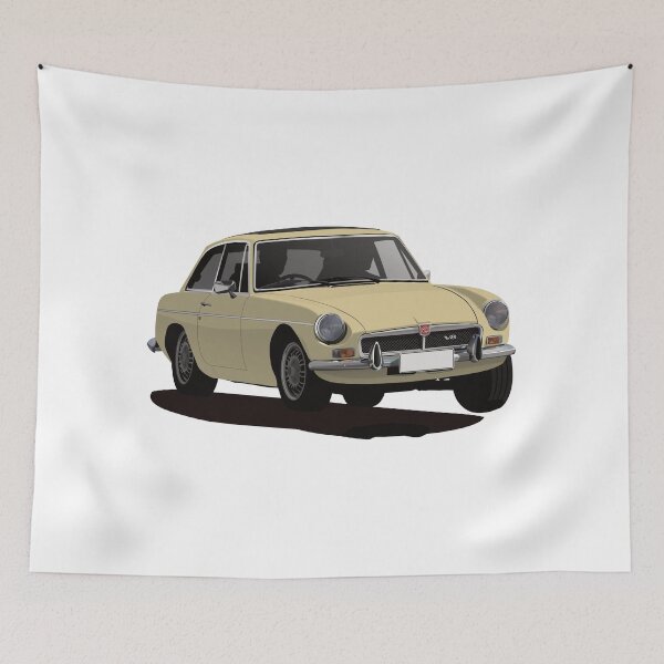 Item preview, MG MGB GT V8 - illustration - beige designed and sold by knappidesign.