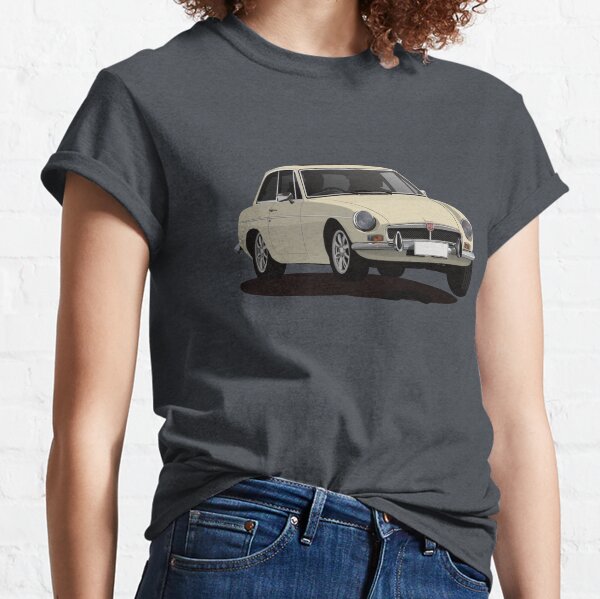 MGB GT Classic  MG Sports Orange Car Printed On Natural T-Shirt Ideal Gift 