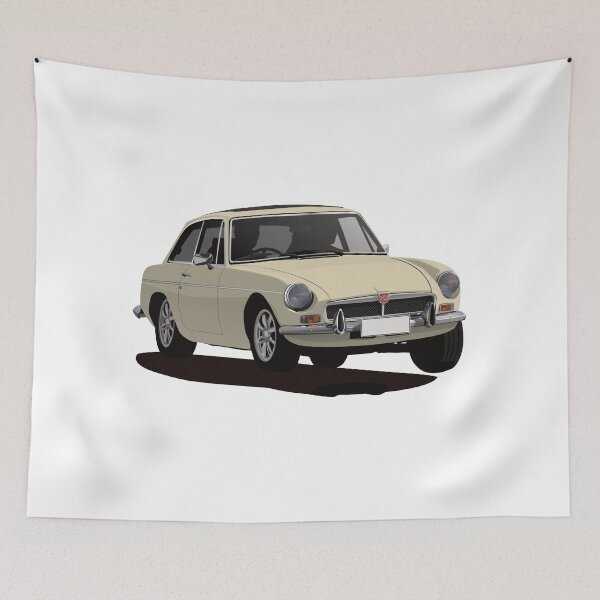 Item preview, MG MGB GT - illustration - beige designed and sold by knappidesign.