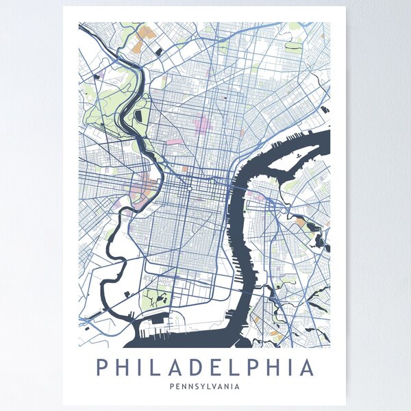 Item preview, Philadelphia City Map USA Pennsylvania Gift designed and sold by TheRedFinch.