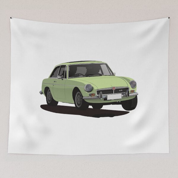 Item preview, MG MGB GT V8 - illustration - light-green designed and sold by knappidesign.