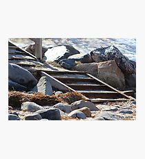 Snowy Beach Steps Photographic Print