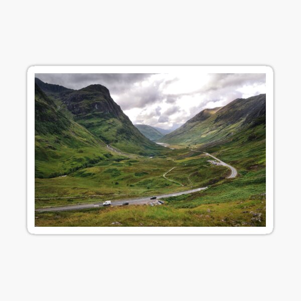 The A82 road through Glencoe, Highlands of Scotland Sticker