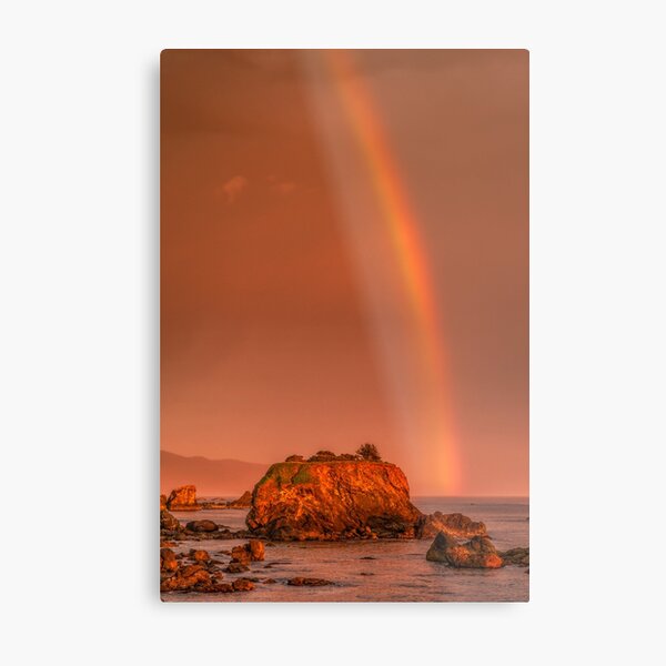 Rainbow over Crescent City harbor Metal Print