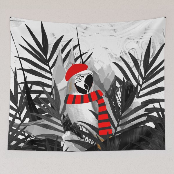 Item preview, Holidays Parrot Black and White Tropical designed and sold by oursunnycdays.