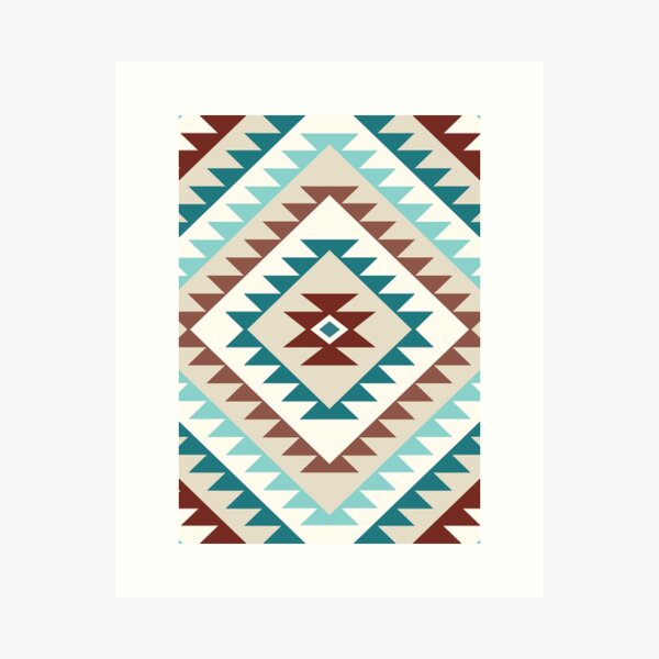 Aperçu de l'œuvre Aztec Motif Diamond Teals Crèmes Marrons créée et vendue par NataliePaskell.