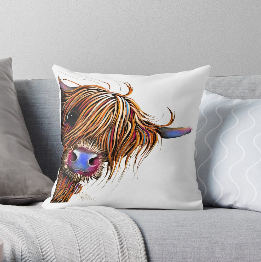 highland cow throw pillow