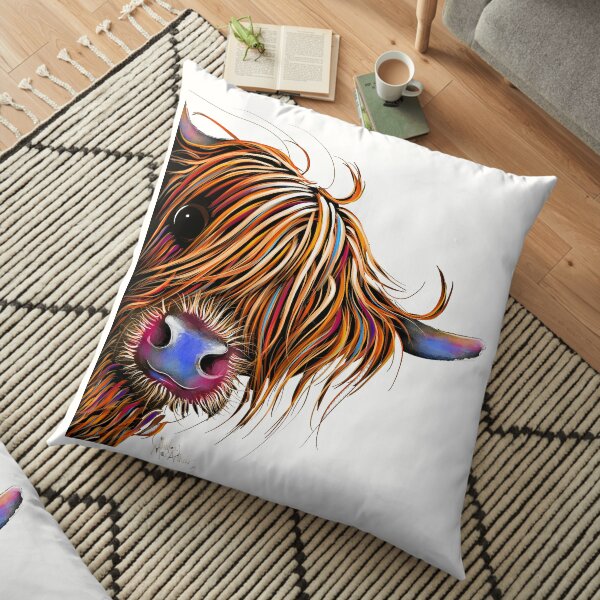 HiGHLaND CoW PRiNT SCoTTiSH ' SuGaR LuMP ' BY SHiRLeY MacARTHuR Floor Pillow
