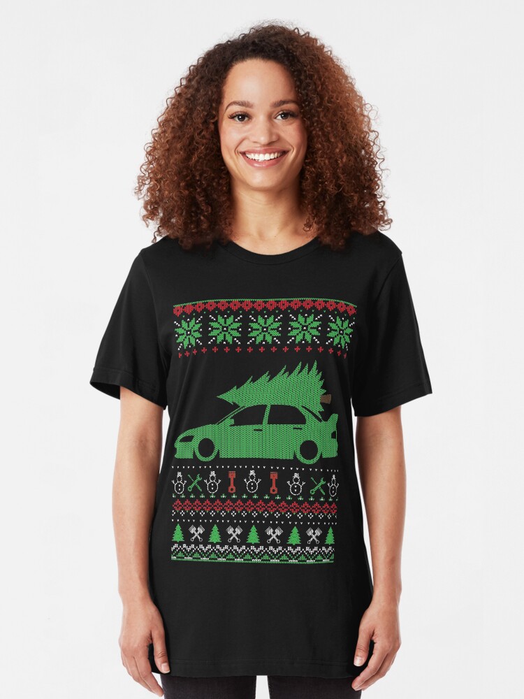 glstkrrn Lancer Evolution Evo 7 8 9 Ugly Christmas Sweater