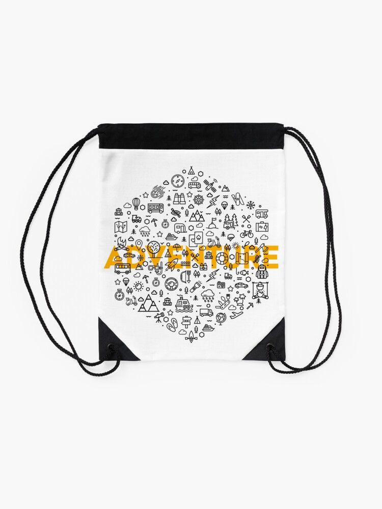 Alternate view of Adventure Icons Drawstring Bag